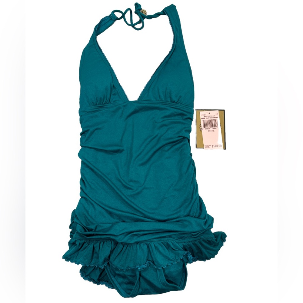 NWT $173 JUICY COUTURE Polynesian Halter One Piece Swimdress Swimsuit Sz Petite